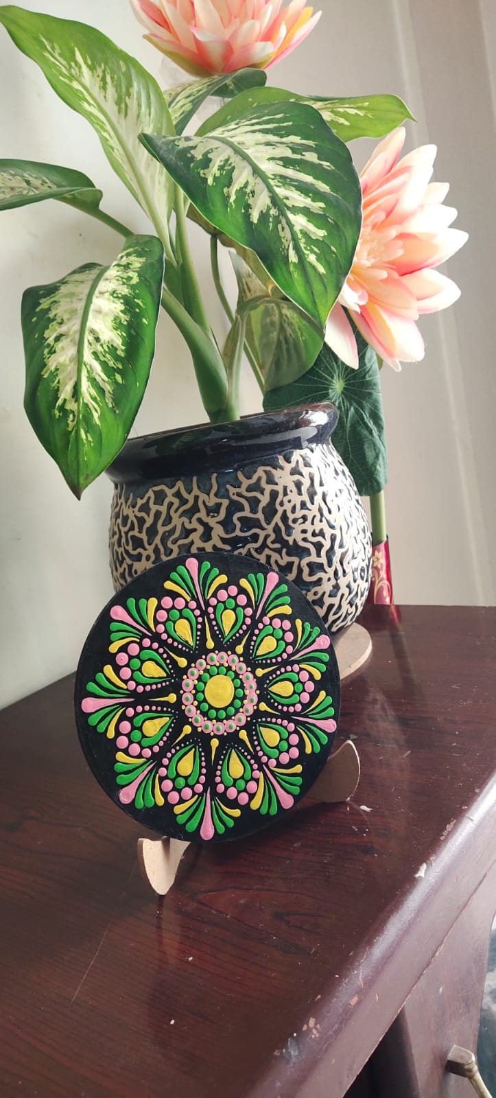 Green Floral Mandala Art