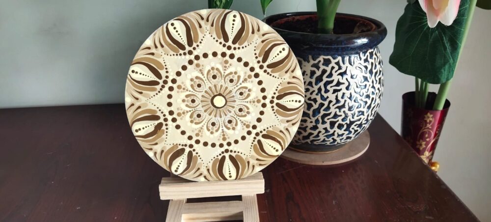 Ivory Floral Mandala Art