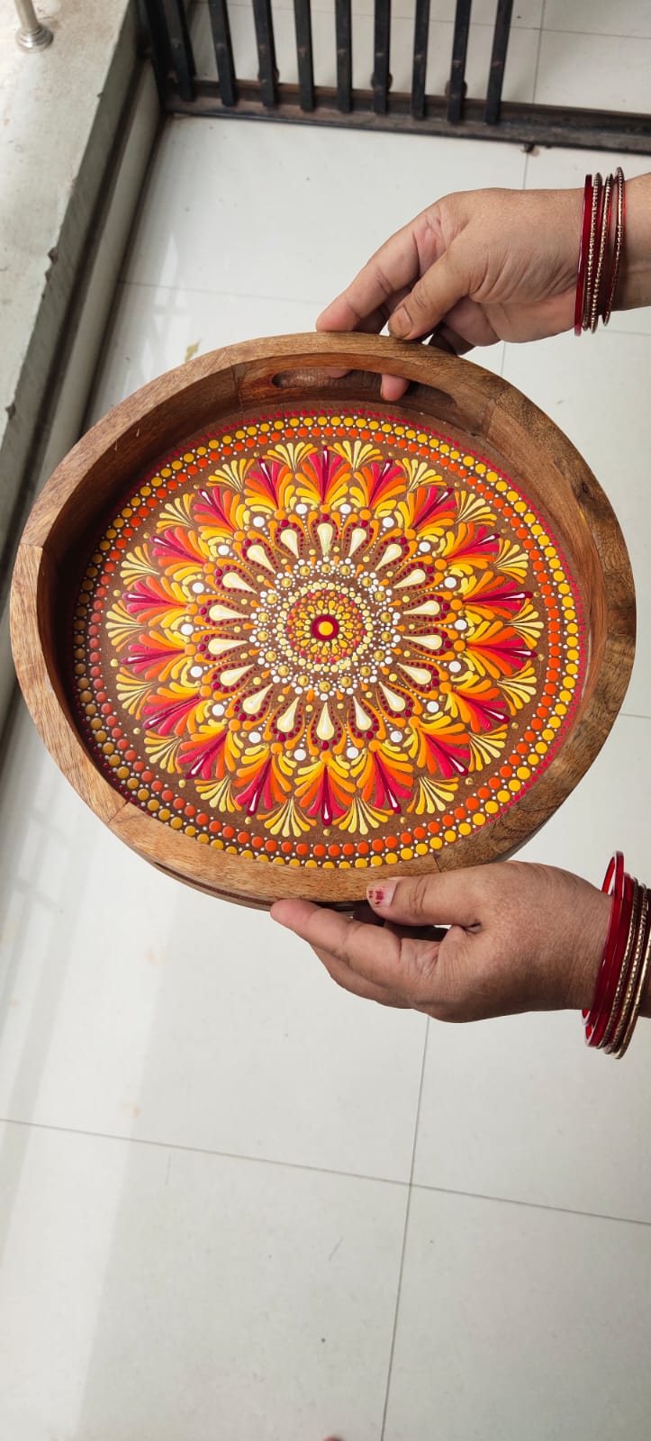 Sunrise Mandala Art Tray