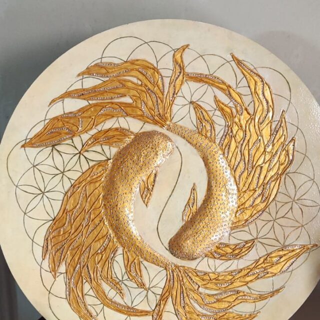 nk lm 09 gold fish mandala art wall decor 1