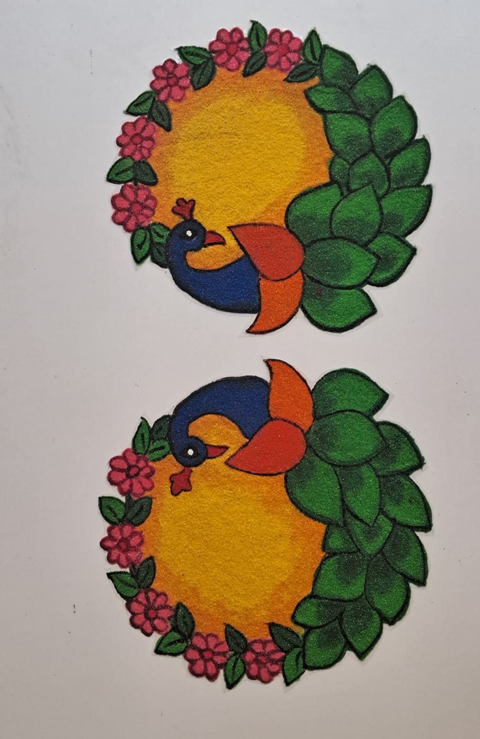 Peacock Blossom Rangoli Decoration