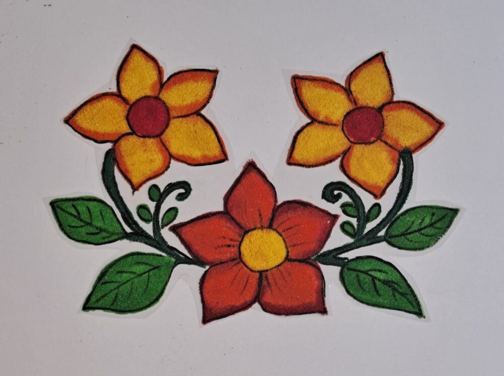 Decorative Three Flowers Design