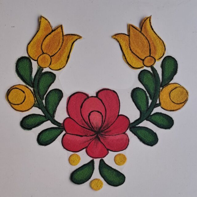 nk rr 07 decorative three flower design with rose 1