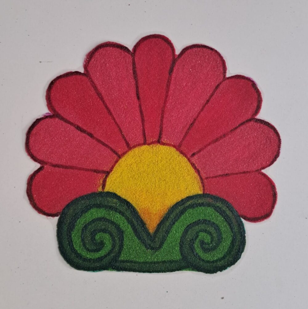 Green Base Flower Rangoli