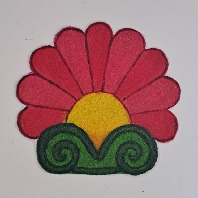 nk rr 11 green base flower rangoli 1