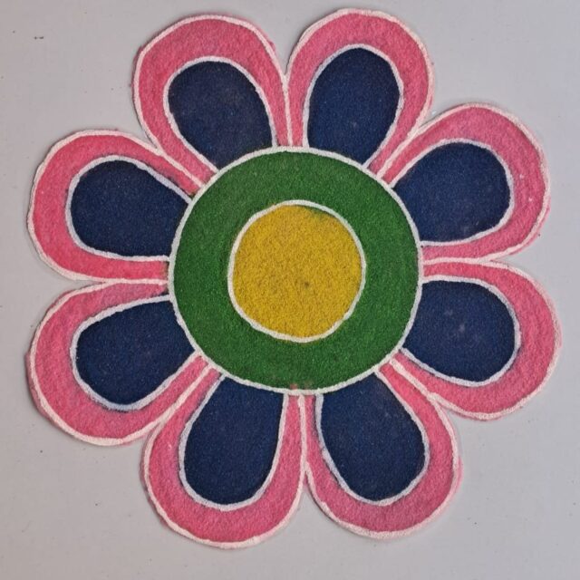 nk rr 13 multi petal pink blue flower rangoli 1