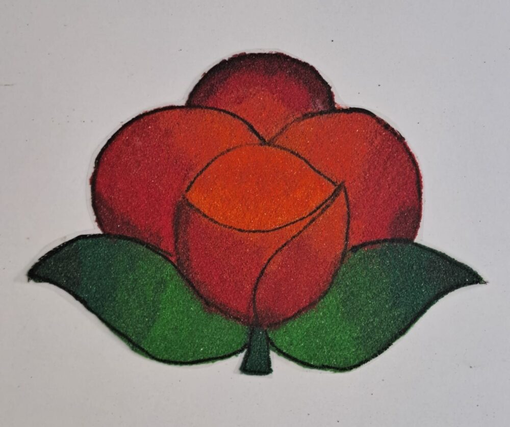 Classic Red Rose Bud Ready Rangoli