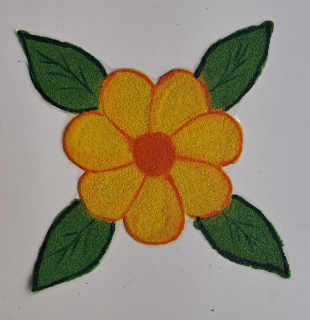 Bright Yellow Flower Ready Rangoli