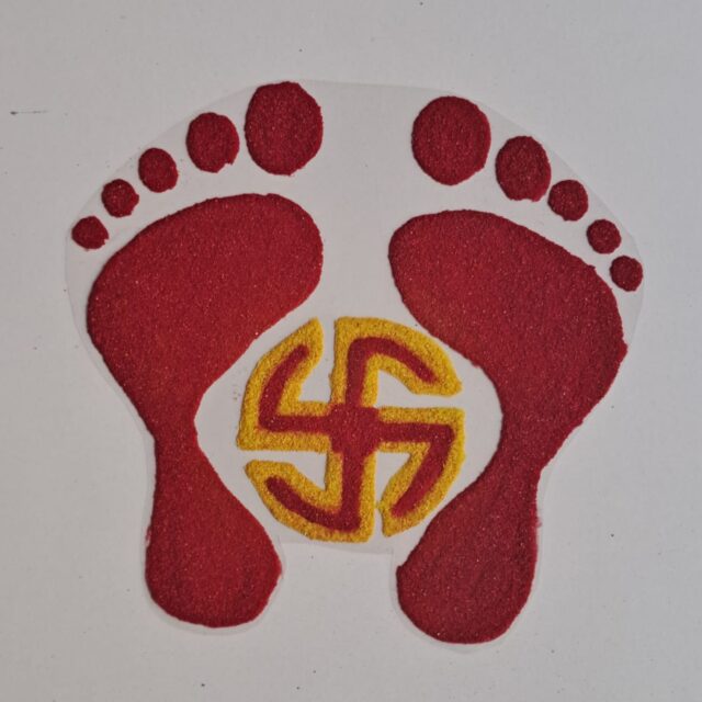 nk rr 26 swastik lakshmi paduka rangoli 1