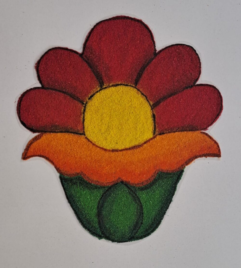 Blooming Flower Green Base Ready Rangoli